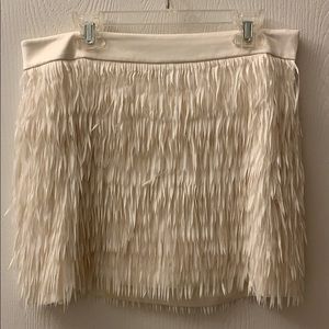 Express White Fringe Skirt